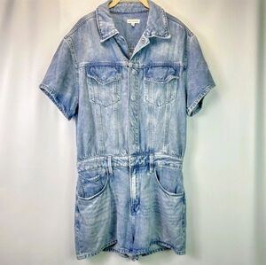 Good American | Weightless Short Jumpsuit Denim Romper Indigo Blue Small